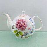 Grace Teaware Hydrangea with Butterflies Fine Porcelain Teapot With Gold Trim Hydrangea