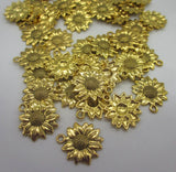 3/4" Antique Gold Tone Metal Sunflower Craft Charms Pendants 40 Pieces Sunflower