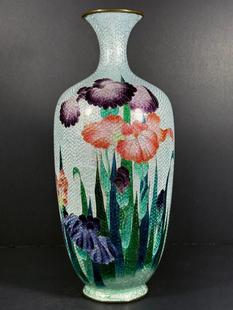 Japanese Meiji Ginbari CloisonnŽ Vase, Carnation Flowers, 9.5Ó H Carnation