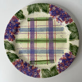 Julie Ueland Hydrangeas by Enesco 10" Dinner Plate Floral Purple Plaid Disc. #7 Hydrangea