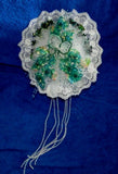 New Stunning Handmade Iridescent Peacock Teal and white Bridal Bouquet Bouquet