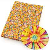 Spring Daisy Flowers Floral FAUX LEATHER SHEET 8 x 12
