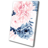 Peony Flower Peach Navy Floral SINGLE CANVAS WALL ART Picture Print Peony