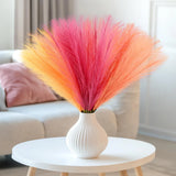 60pcs Faux Pampas Grass Pink Orange Fall Decor, 17.7inch Short Artificial Pom... Pampas Grass