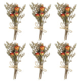 6 Pcs Mini Rose Dried Flower Bouquet Baby's Breath Boho DIY Gift Orange Dried Flower