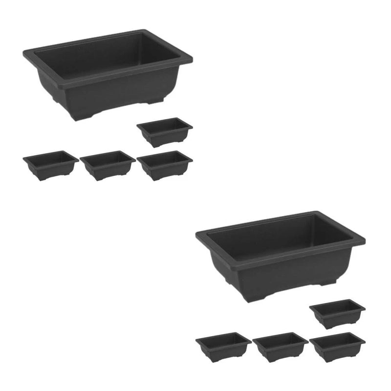 Rectangular planter pot set of black trays for bonsai or succulents