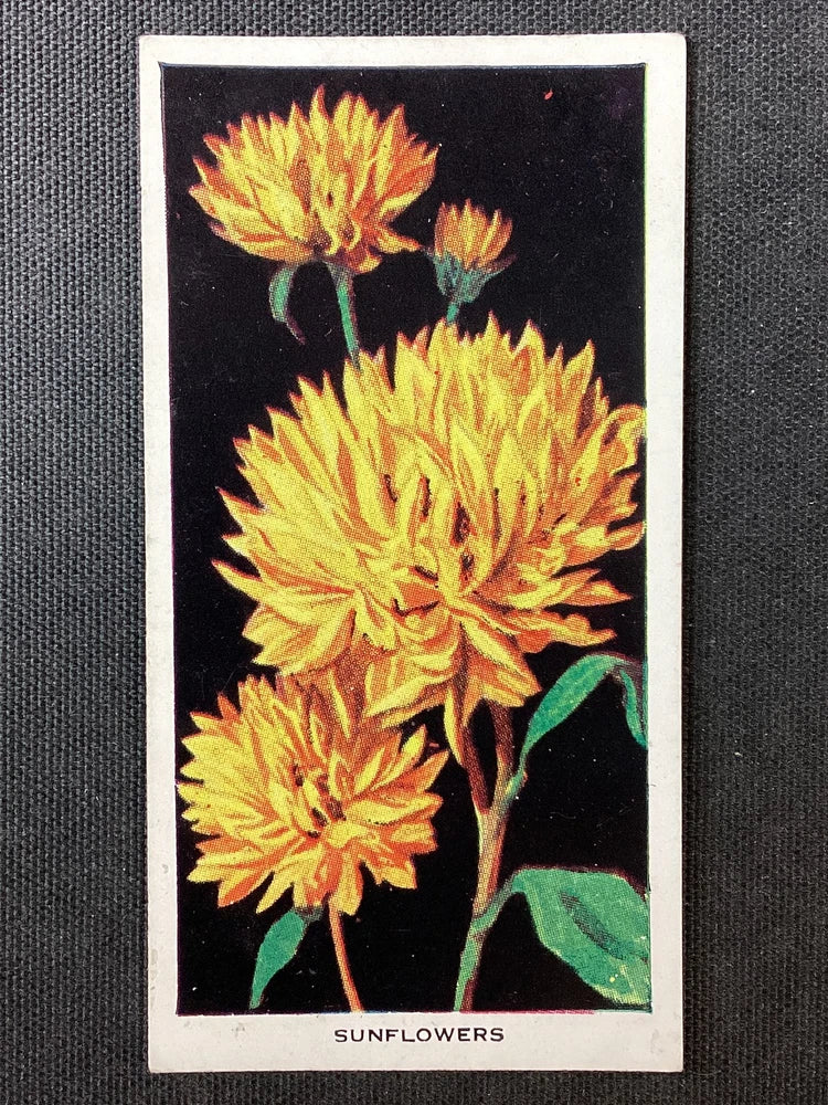 Vertical sunflower floral print with yellow blooms and green leaves