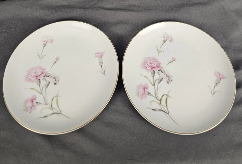 Vintage Royal Court Carnation Fine China JAPAN Set of 2 Salad Plates 7.5" Carnation