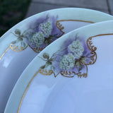 Vintage Gold Flower Plates Haviland France Signed M. Kissinger Bowls RARE Dish Hydrangea