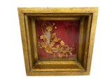 Decorative Gold Colored Red Background Shadow Box Bouquet Dried Flowers Dried Flower