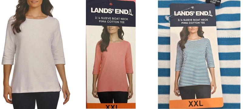 Women’s 3/4 sleeve boat-neck pima cotton tee in light lavender