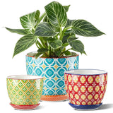 Metahom Ceramic Plant Pots, 3.8+4.9+5.8 Inch, Set of 3 Flower Pots with Drainage Orchids