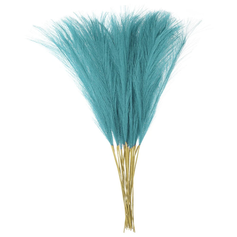 25pcs Faux Pampas Grass 21 Inch Artificial Pampas Grass for Decor, Blue Green Pampas Grass