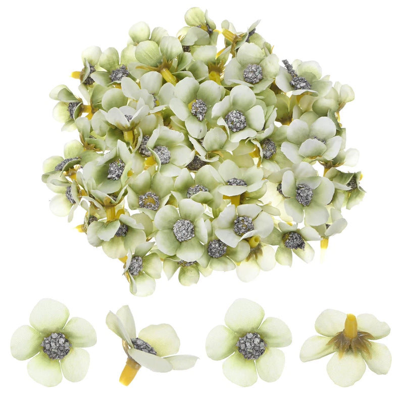 50-Pack Artificial Flower Heads, Mini Silk Faux Daisy Flowers DIY [Light Green] Daisies