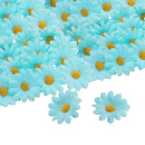 100pcs Artificial Daisies Flower Heads,1.6" Silk Fake Daisies, Light Blue/Orange Daisies