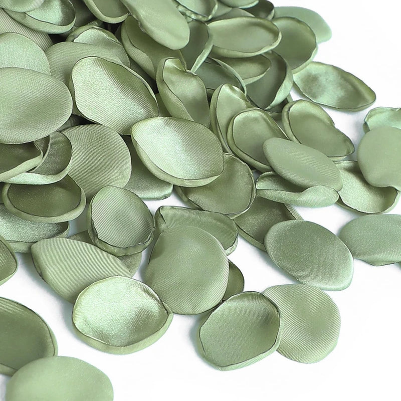 Sage green faux silk rose petals, loose scatter flower petal pieces