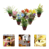 8 Pcs Miniature Green Plant Potted Plants Fake Flower Bonsai Dollhouse Green Plant