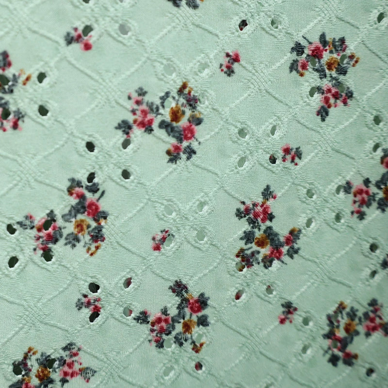 Stretch Eyelet Knit Fabric(58", 4Colors) - By the Yard/ Apparel Fabric Flowering Plants