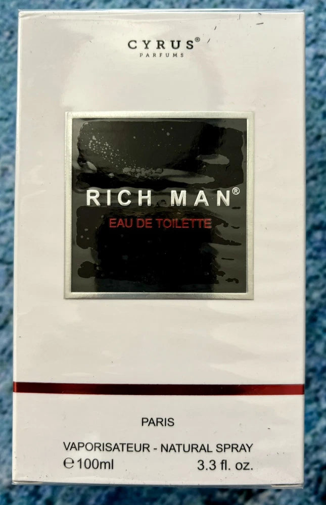 RICH MAN BlUE BY CYRUS PARFUMS  3.3OZ EAU DE TOILETTE SPRAY FOR MEN SEALED EDT