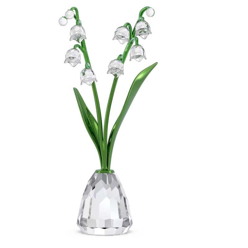 Swarovski crystal lily of the valley flower figurine with green stems and clear bell clusters