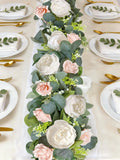 2 Pack 13Ft Artificial Eucalyptus Flower Garland with 16 White Peony Pink Ros... Peony
