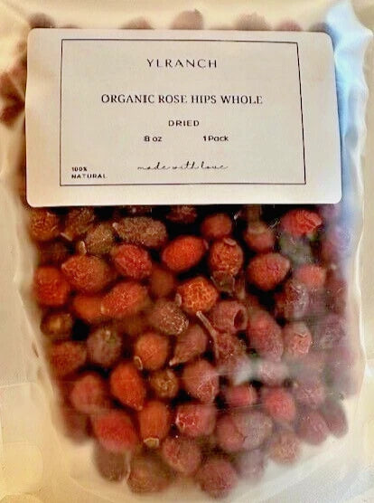 Organic dried whole rose hips in resealable bag, 8 oz, 1 pack
