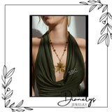 Lily Flower Reversible Pendant Necklace Yellow & Aqua Back Handcrafted Lily