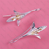 Silver Earrings Long Flower Lily of the Valley Dangle Drop Hook Silvertone Metal Lily