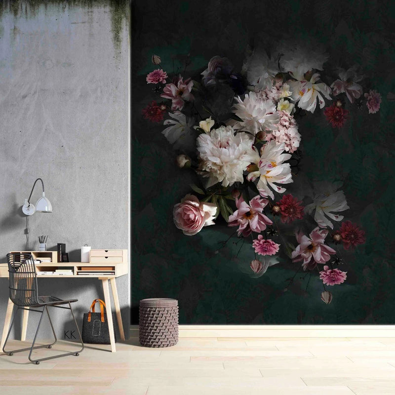 3D Baroque White Peony Flower Self-adhesive Removable Wallpaper Murals Wall 207 Peony