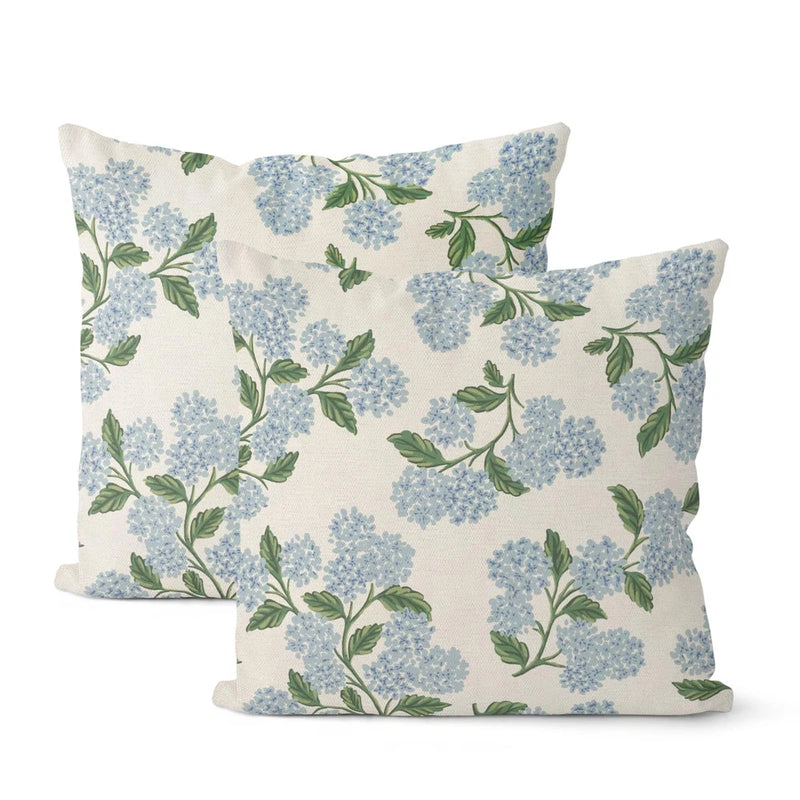 DAFENA Spring Pillow Covers 18x18 Inch 2 Pcs Blue Green Hydrangea Flower Deco... Hydrangea