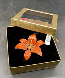 2013 CHEMART LILY 52065 24KT GOLD FINISHED BRASS ORNAMENT 3D ORANGE FLOWER Lily