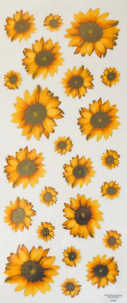 23 New 5x12Ó Gold Foiled Realistic Flower Sunflower Scrapbook Craft Stickers Sunflower