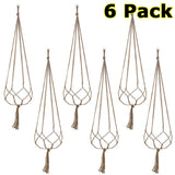 6Pcs Macrame Plant Hanger Vintage Rope Basket 41inch Garden Flower Pot Holder Garden Plants