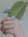 Blue Purple Gradual Change Flower Small Fresh Gift Open Ring Hydrangea