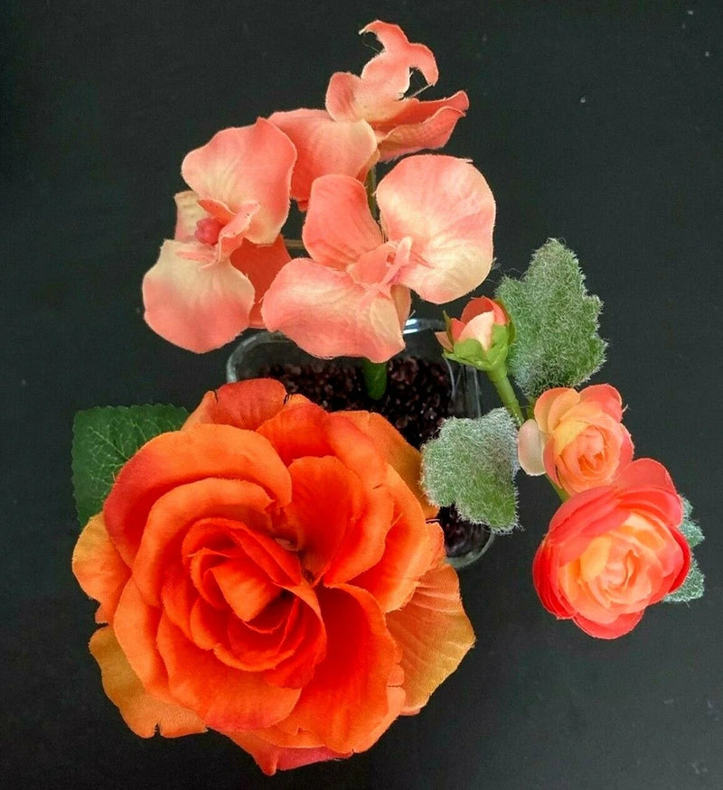 Orange silk Flower pens, orchid, rose, mini-ranunculus, Gift Under $10 Ranunculus