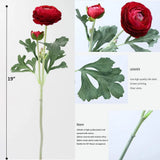 Silk Artificial Ranunculus Flowers with Real Touch Stem (Red, 6pcs) Ranunculus