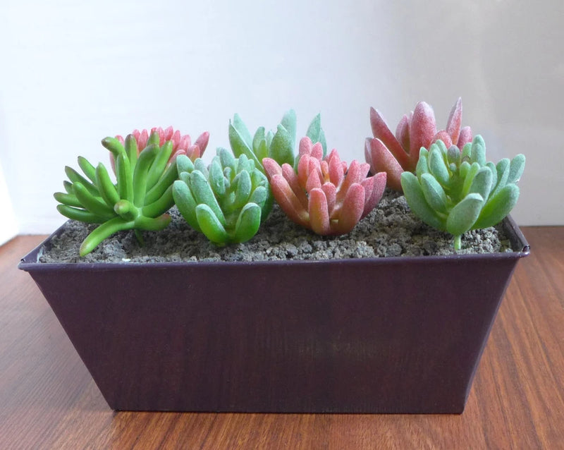 Set of 7 Artificial Flocking Mini Succulents Grass Landscape Green Plant