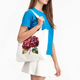 Lightweight Cotton Tote Bag Red Hydrangea Design 2.4"x13.4"x13.4" Hydrangea