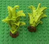 Lego 2 Short Dwarf Palm Tree Plant w/ Lime Green Curved Upright Leaves And Stem Green Plant