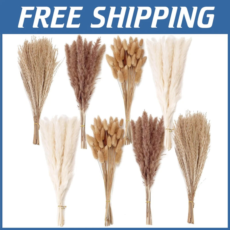 Boho Style Dried Flower Bouquet - 200PCS Pampas Grass Decor Dried Flower