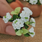 3 Miniature Dollhouse White Hydrangea Clay Flower Collectible and Home Decor Hydrangea