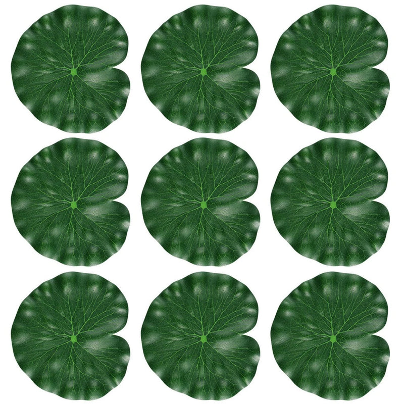 Set of green simulated lotus leaves with visible veins, round leaf shapes