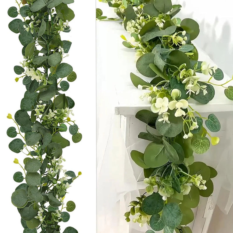 2 Pack Artificial Eucalyptus Garland 5.9FT Spring Greenery Garland Decor Summ... Green Plant