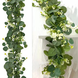 2 Pack Artificial Eucalyptus Garland 5.9FT Spring Greenery Garland Decor Summ... Green Plant