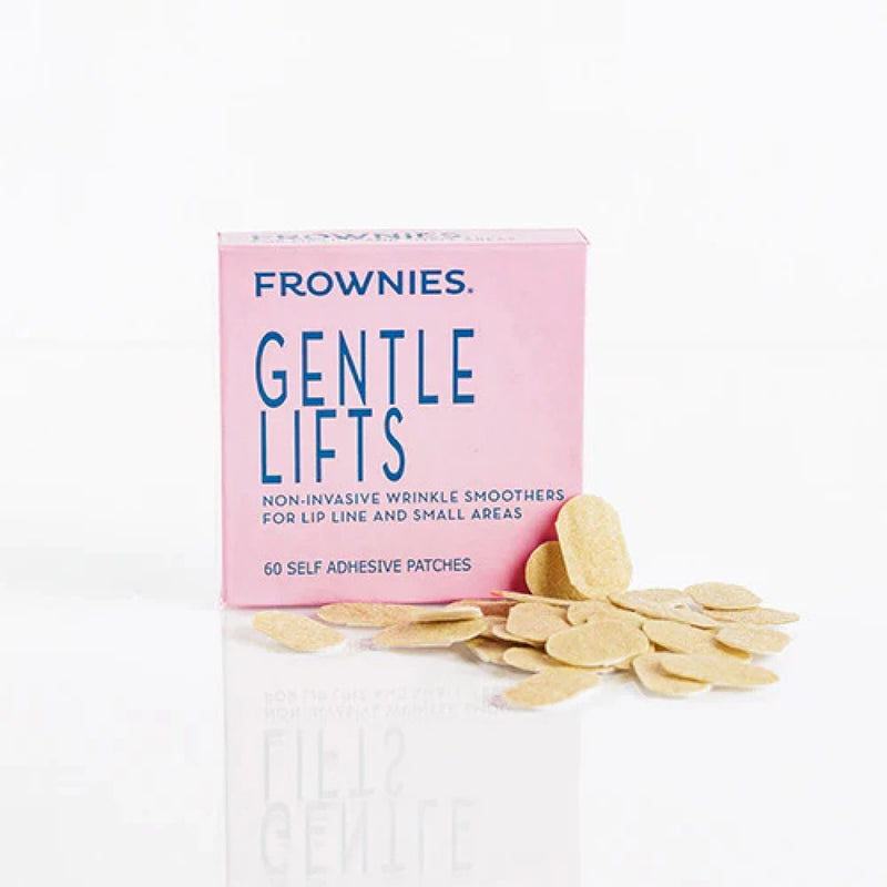 Lip line smoothing adhesive patches in pink box with beige patches