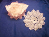 24 White corsage flower base plastic 3.5" dia lace like Bouquet