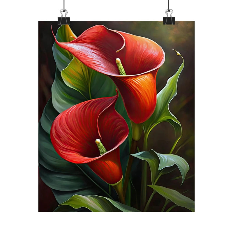 Red Calla Lily Flowers Poster, Red Flower Art Print, Floral Artwork 13 Lily