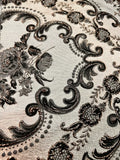 BLACK GRAY GOLD Floral Brocade Fabric (60 in.) Sold By The Yard Flowering Plants