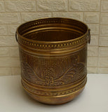 Handmade Brass Planter Bucket with round handles, Gardening & Plants, Flower Pot Garden Plants