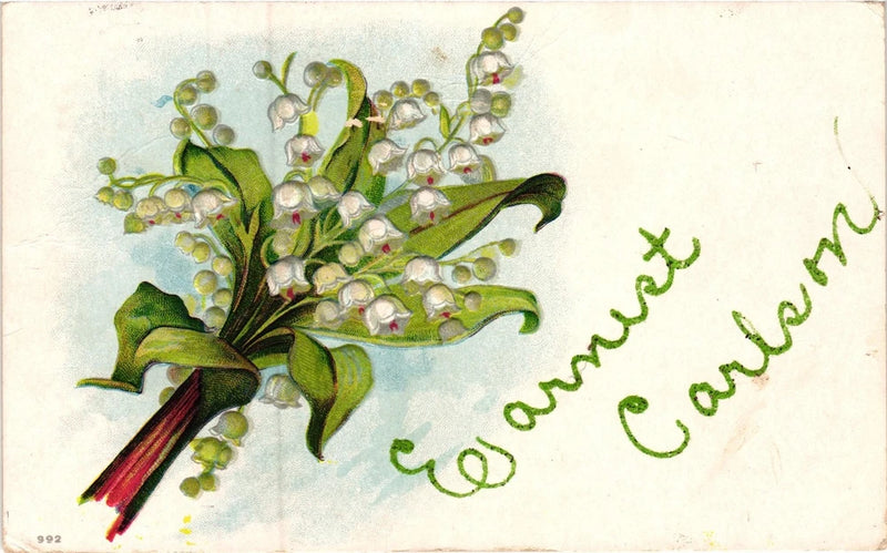 Vintage Embossed Lily of the Valley Flower Postcard Posted Lily